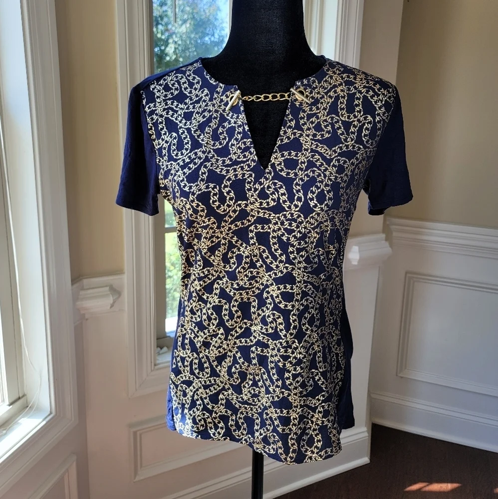 Michael Kors short sleeve chain‎ link top
